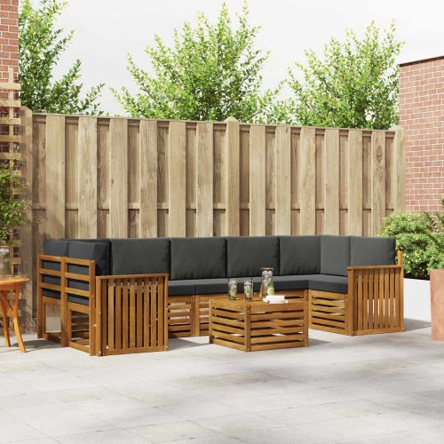 Комплекти дивани с възглавница 8 pcs Натурален и Антрацит