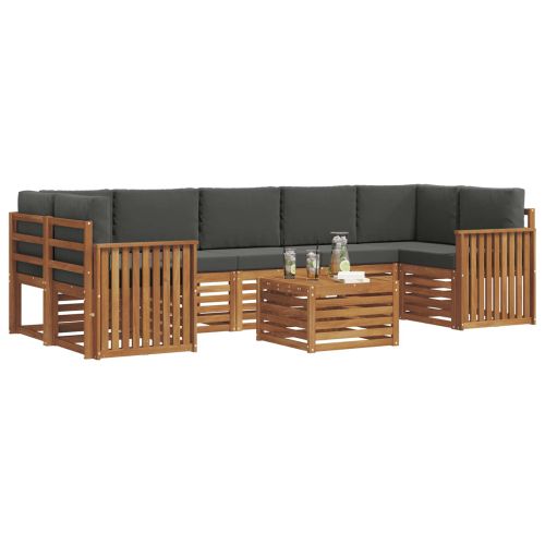 Комплекти дивани с възглавница 8 pcs Натурален и Антрацит