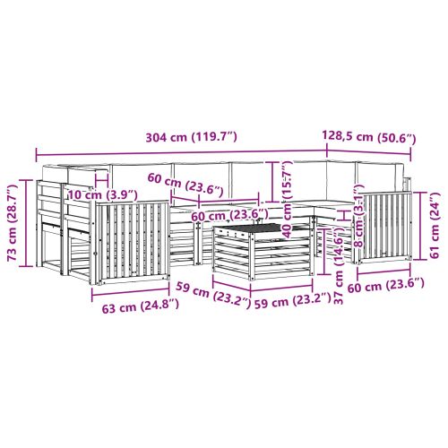 Комплекти дивани с възглавница 8 pcs Натурален и Антрацит