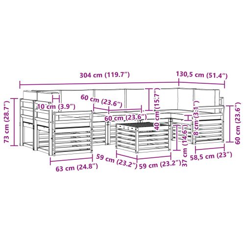Комплекти дивани с възглавница 8 pcs Естествено и светло сиво