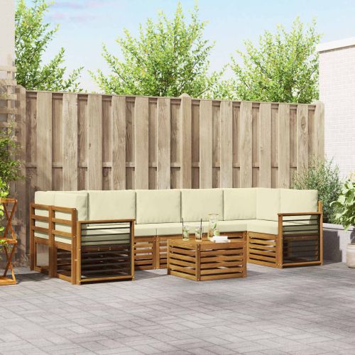 Комплекти дивани 8 pcs Натурален и Крема Солидно акациево дърво