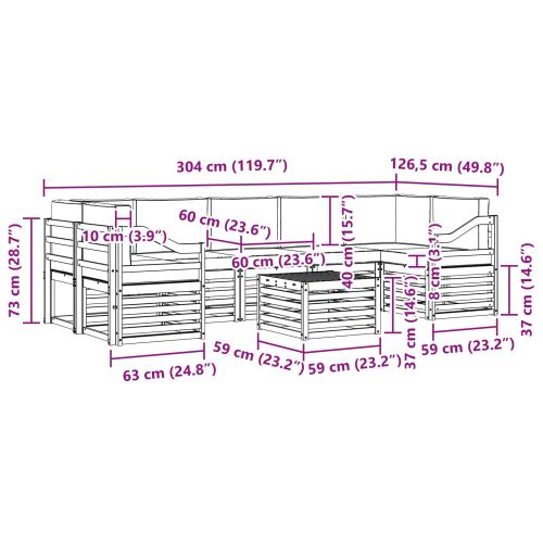 Комплекти дивани с възглавница 8 pcs Натурален и Антрацит