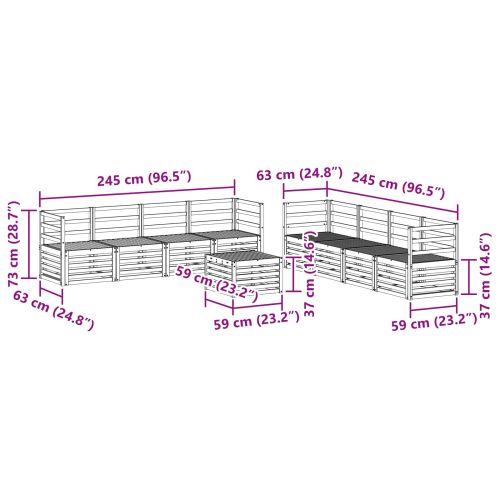Комплекти дивани 9 pcs Естествен Солидно акациево дърво