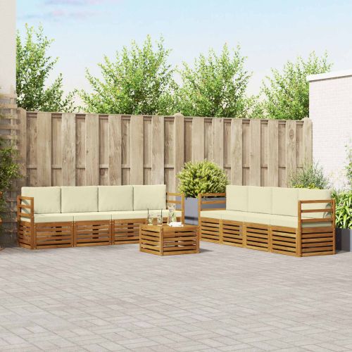 Комплекти дивани 9 pcs Натурален и Крема Солидно акациево дърво