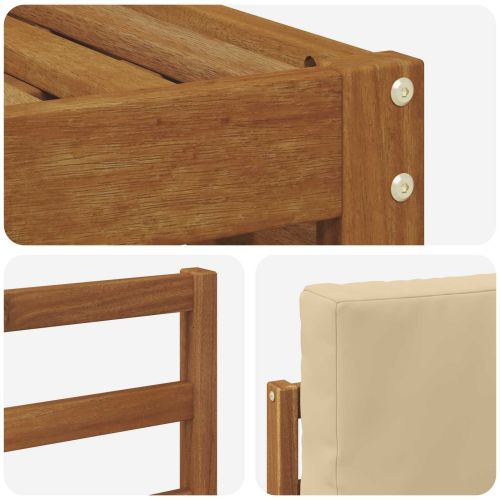 Комплекти дивани 9 pcs Натурален и Бежов Солидно акациево дърво