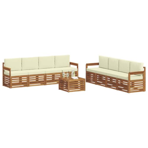 Комплекти дивани 9 pcs Натурален и Крема Солидно акациево дърво