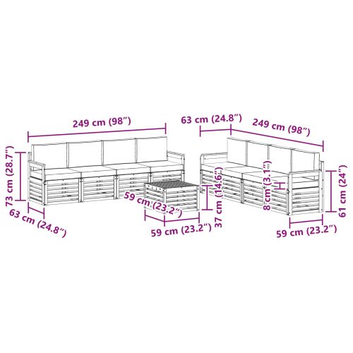 Комплекти дивани 9 pcs Натурален и Крема Солидно акациево дърво