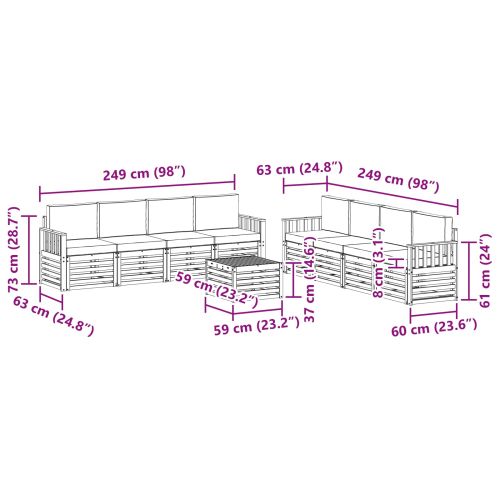 Комплекти дивани 9 pcs Натурален и Крема Солидно акациево дърво