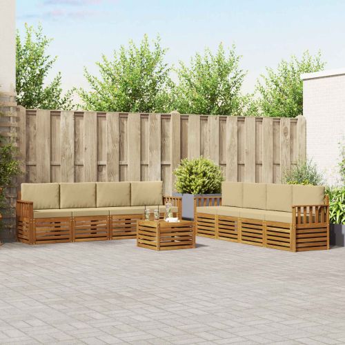 Комплекти дивани 9 pcs Натурален и Бежов Солидно акациево дърво