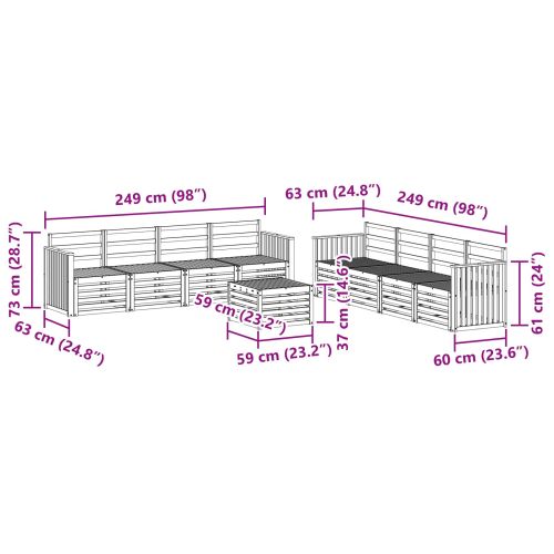 Комплекти дивани 9 pcs Естествен Солидно акациево дърво