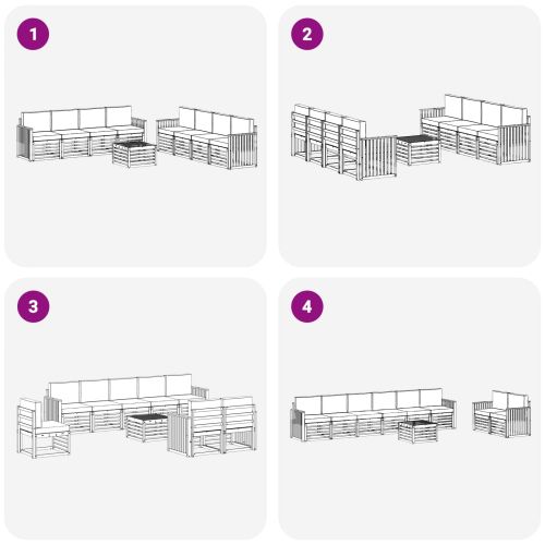 Комплекти дивани 9 pcs Натурален и Крема Солидно акациево дърво