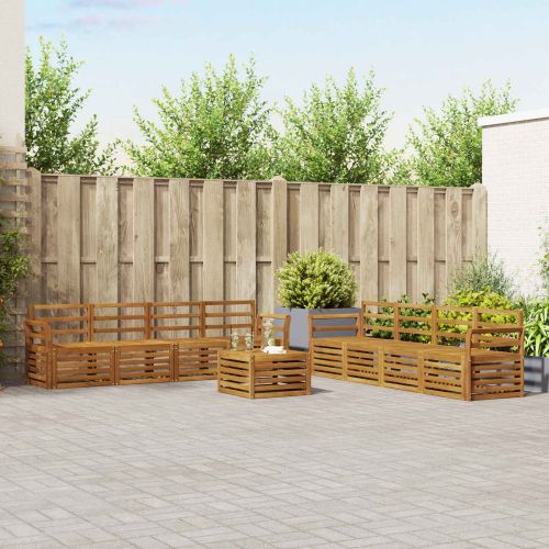 Комплекти дивани 9 pcs Естествен Солидно акациево дърво