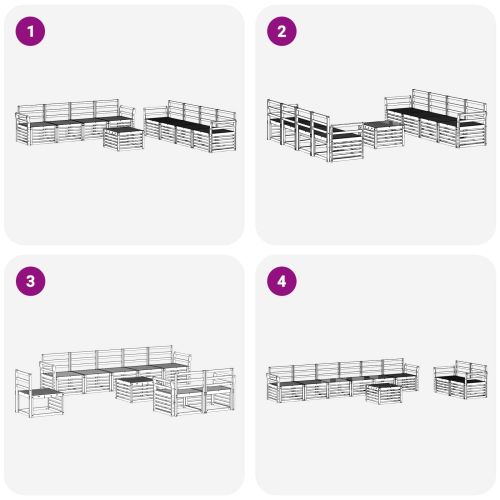 Комплекти дивани 9 pcs Естествен Солидно акациево дърво