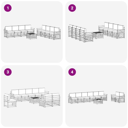 Комплекти дивани с възглавница 9 pcs Естествено и светло сиво