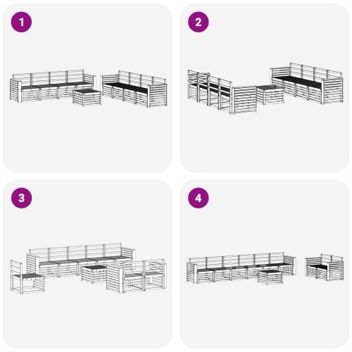 Комплекти дивани 9 pcs Естествен Солидно акациево дърво