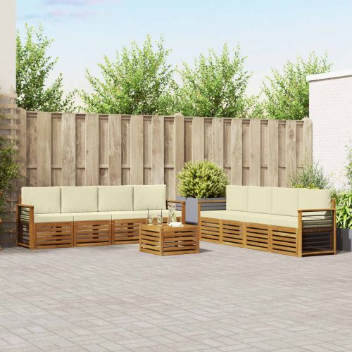 Комплекти дивани 9 pcs Натурален и Крема Солидно акациево дърво