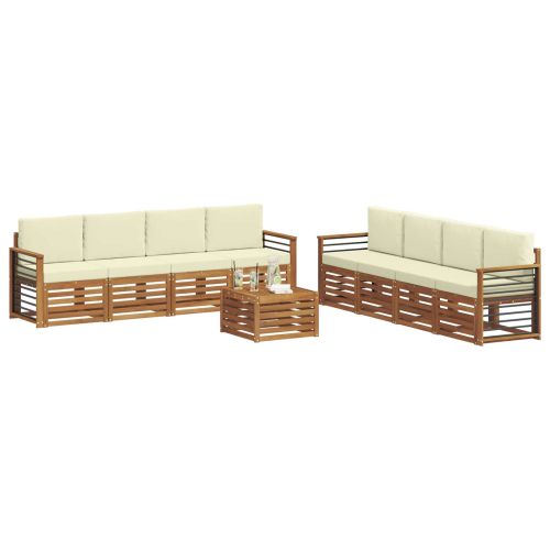 Комплекти дивани 9 pcs Натурален и Крема Солидно акациево дърво