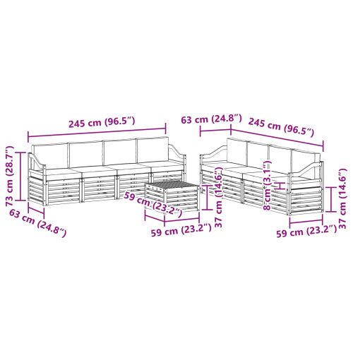 Комплекти дивани с възглавница 9 pcs Естествено и светло сиво