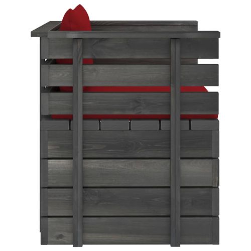 Градински фотьойл с възглавници, борова дървесина