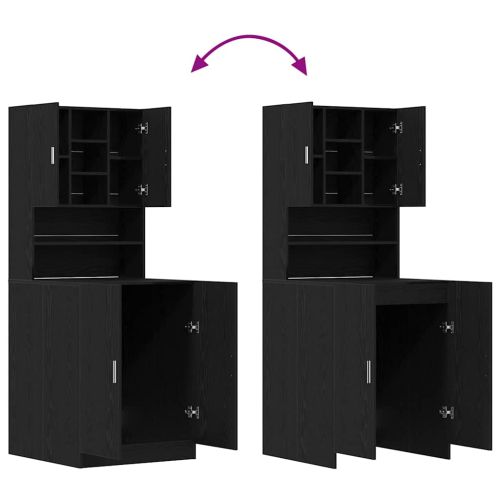 Шкаф за пералня 2 pcs Черния дъб 70,5 x 71,5 x 181,5 см