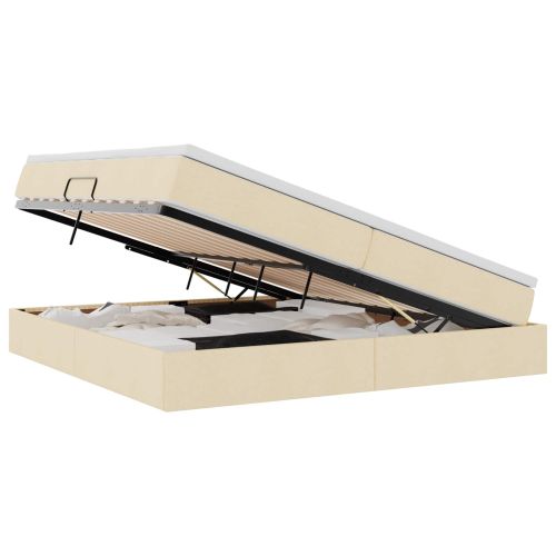 Легло с място за съхранение и матрак с матрак Крем 200 x 200 cm