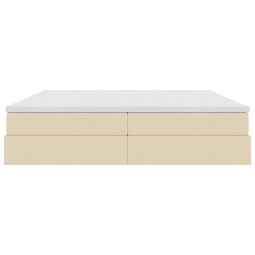 Легло с място за съхранение и матрак с матрак Крем 200 x 200 cm