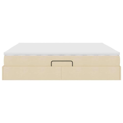 Легло с място за съхранение и матрак с матрак Крем 200 x 200 cm