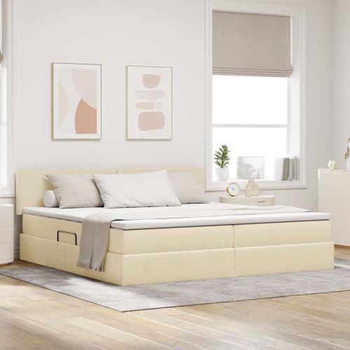 Легло с място за съхранение и матрак Кремав 200 x 200 cm