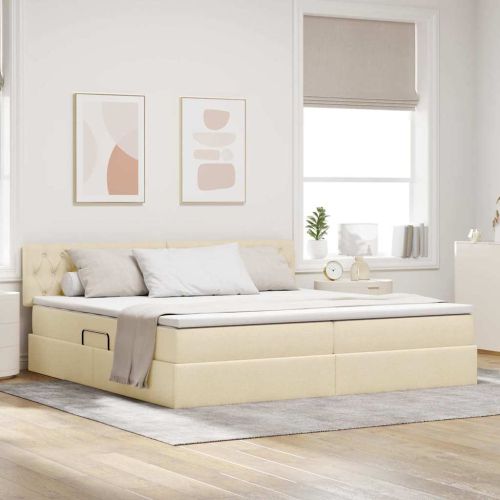 Легло с място за съхранение и матрак Кремав 200 x 200 cm