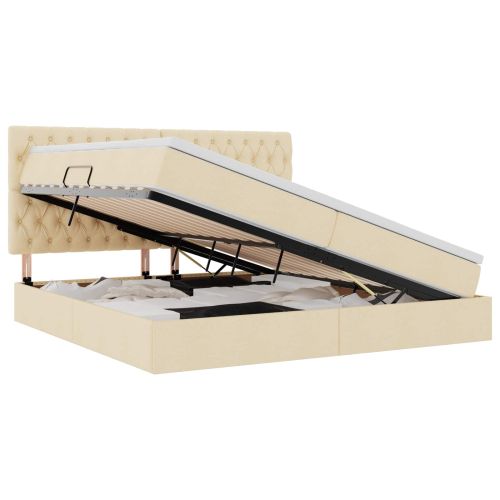 Легло с място за съхранение и матрак Кремав 200 x 200 cm