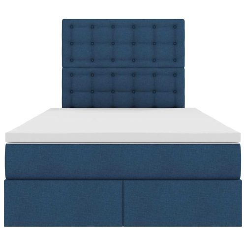 Легло с място за съхранение и LED Синьо 120 x 190 cm Полиестер