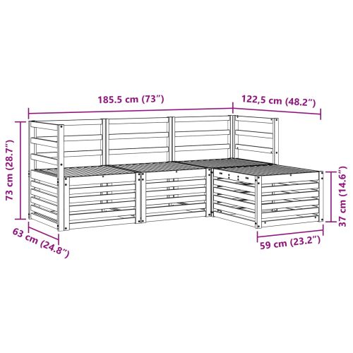 Комплекти дивани 4 pcs Естествен Солидно акациево дърво