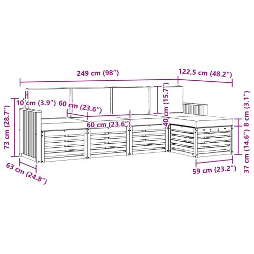 Комплекти дивани 5 pcs Натурален и Крема Солидно акациево дърво