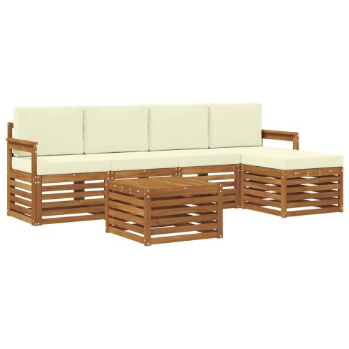 Комплекти дивани 6 pcs Натурален и Крема Солидно акациево дърво