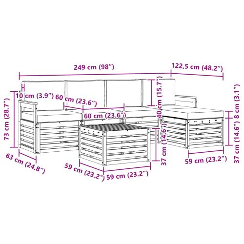 Комплекти дивани 6 pcs Натурален и Бежов Солидно акациево дърво