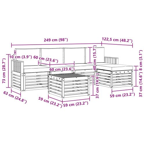 Комплекти дивани 6 pcs Натурален и Бежов Солидно акациево дърво