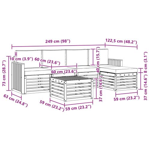Комплекти дивани 6 pcs Натурален и Крема Солидно акациево дърво