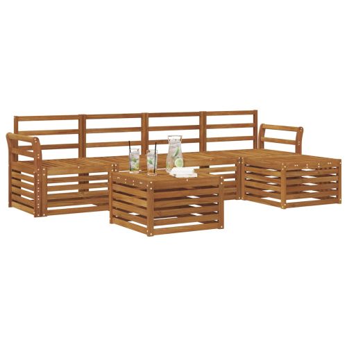 Комплекти дивани 6 pcs Естествен Солидно акациево дърво