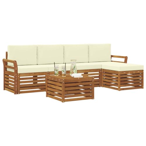 Комплекти дивани 6 pcs Натурален и Крема Солидно акациево дърво