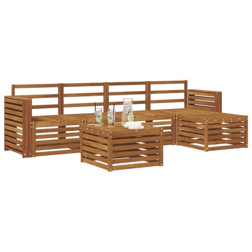 Комплекти дивани 6 pcs Естествен Солидно акациево дърво