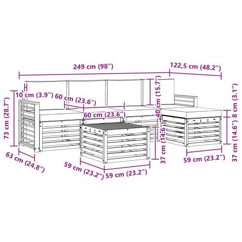 Комплекти дивани с възглавница 6 pcs Натурален и Антрацит