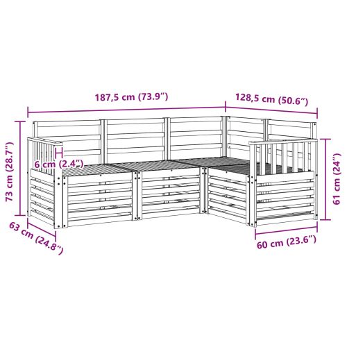 Комплекти дивани 4 pcs Естествен Солидно акациево дърво