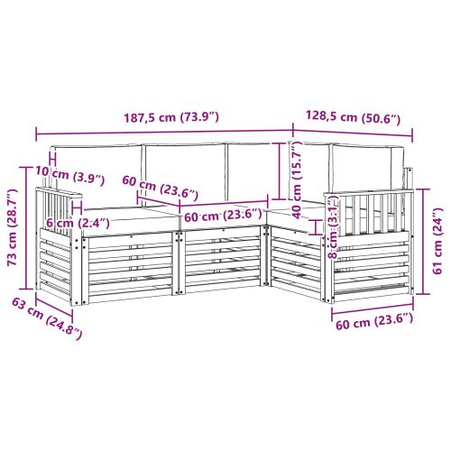 Комплекти дивани с възглавница 4 pcs Натурален и Антрацит