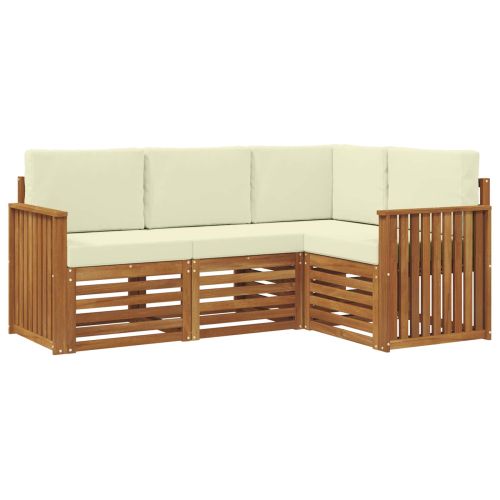Комплекти дивани 4 pcs Натурален и Крема Солидно акациево дърво