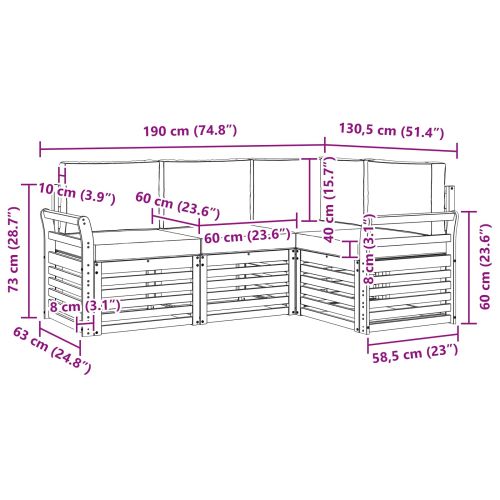 Комплекти дивани с възглавница 4 pcs Натурален и Антрацит