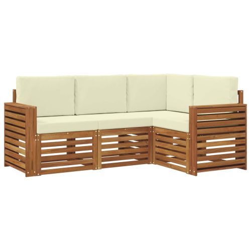 Комплекти дивани 4 pcs Натурален и Крема Солидно акациево дърво