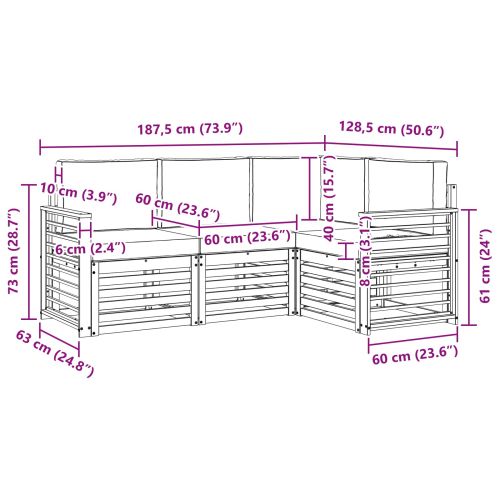 Комплекти дивани с възглавница 4 pcs Натурален и Антрацит
