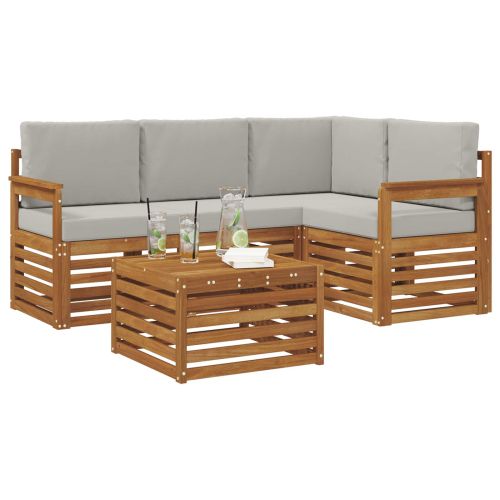 Комплекти мебели 5 pcs Естествено и светло сиво Инженерно дърво