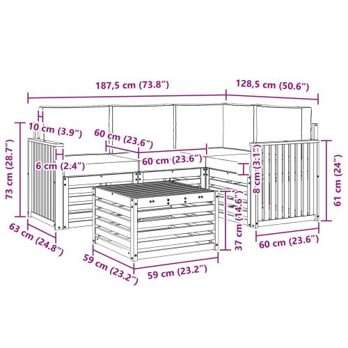 Комплекти мебели 5 pcs Естествено и светло сиво Инженерно дърво
