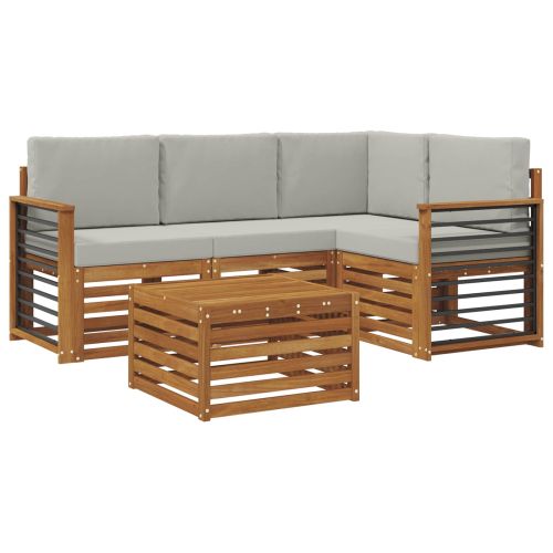 Комплекти мебели 5 pcs Естествено и светло сиво Инженерно дърво